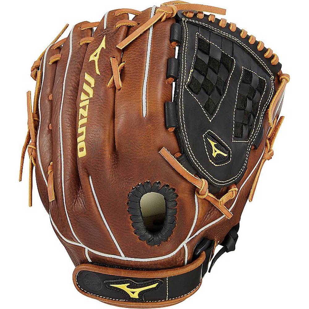 Damske Rukavice Mizuno Classic Series Fastpitch 12.5" Softball Čierne/Hnede Vypredaj USTO70294